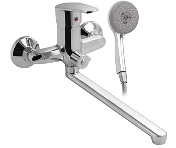 Смеситель САТУРН  в ванную длинный излив, шаровый, с дивертором на корпусе 48010